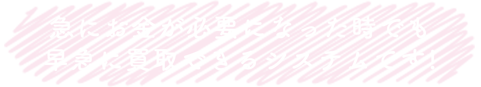 急にお金が必要になった時でも早急に買取できるシステムです!